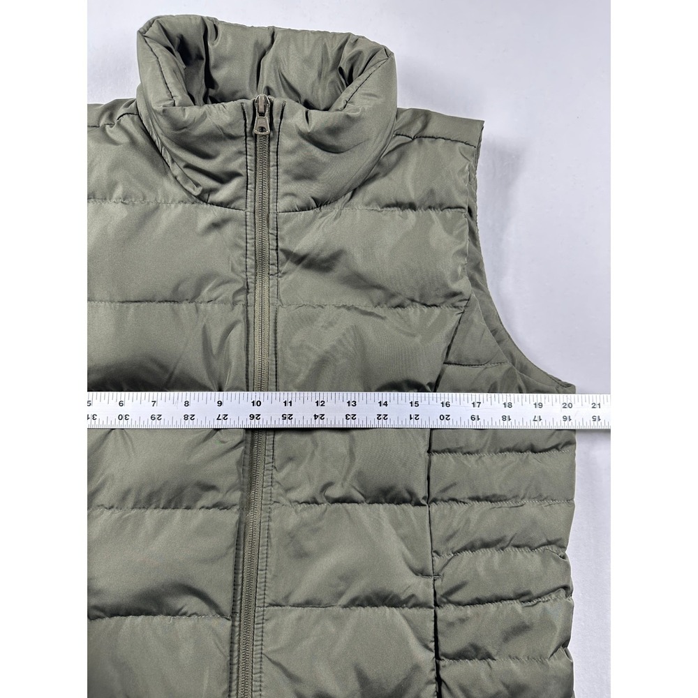 Lands End Down Fill Puffer Vest Womens Sz M (10-12) Sage Green Quilted Full Zip - Picture 9 of 11